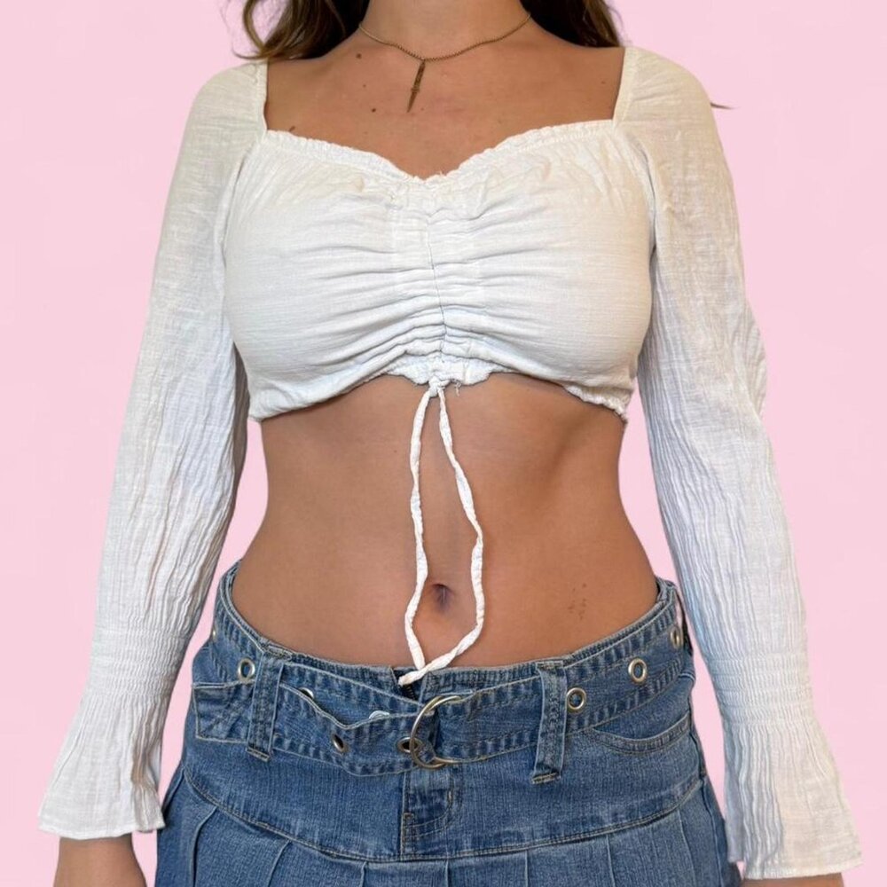 white long sleeve crop top by blanco